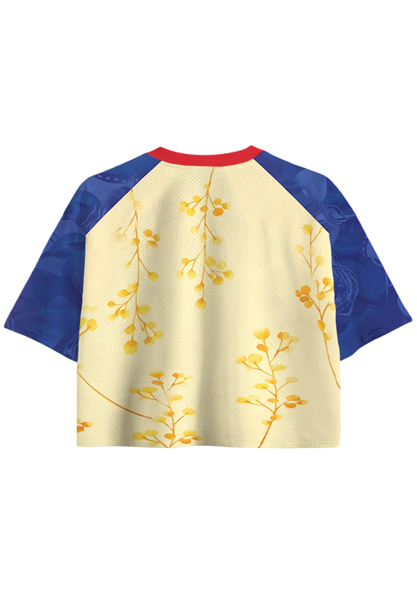 Vintage Floral Print Colombia Cropped Mesh Jersey Shirt