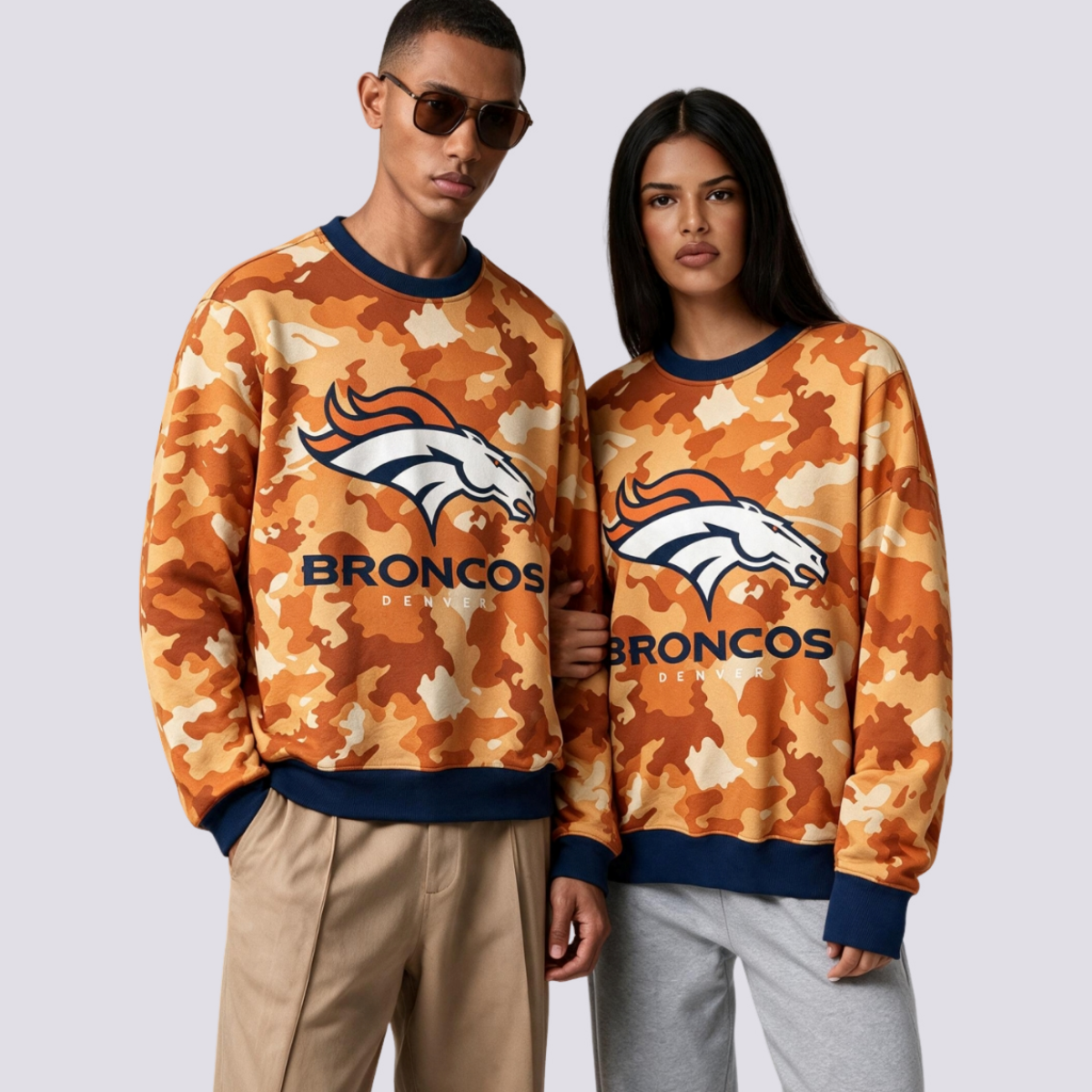 Denver Broncos Orange Camo Graphic Crewneck Sweatshirt Main image