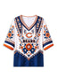 Women’s Chicago Bears Boho Floral V-Neck 3/4 Sleeve Shirt