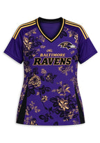 Women's Baltimore Ravens Floral V-Neck T Shirt