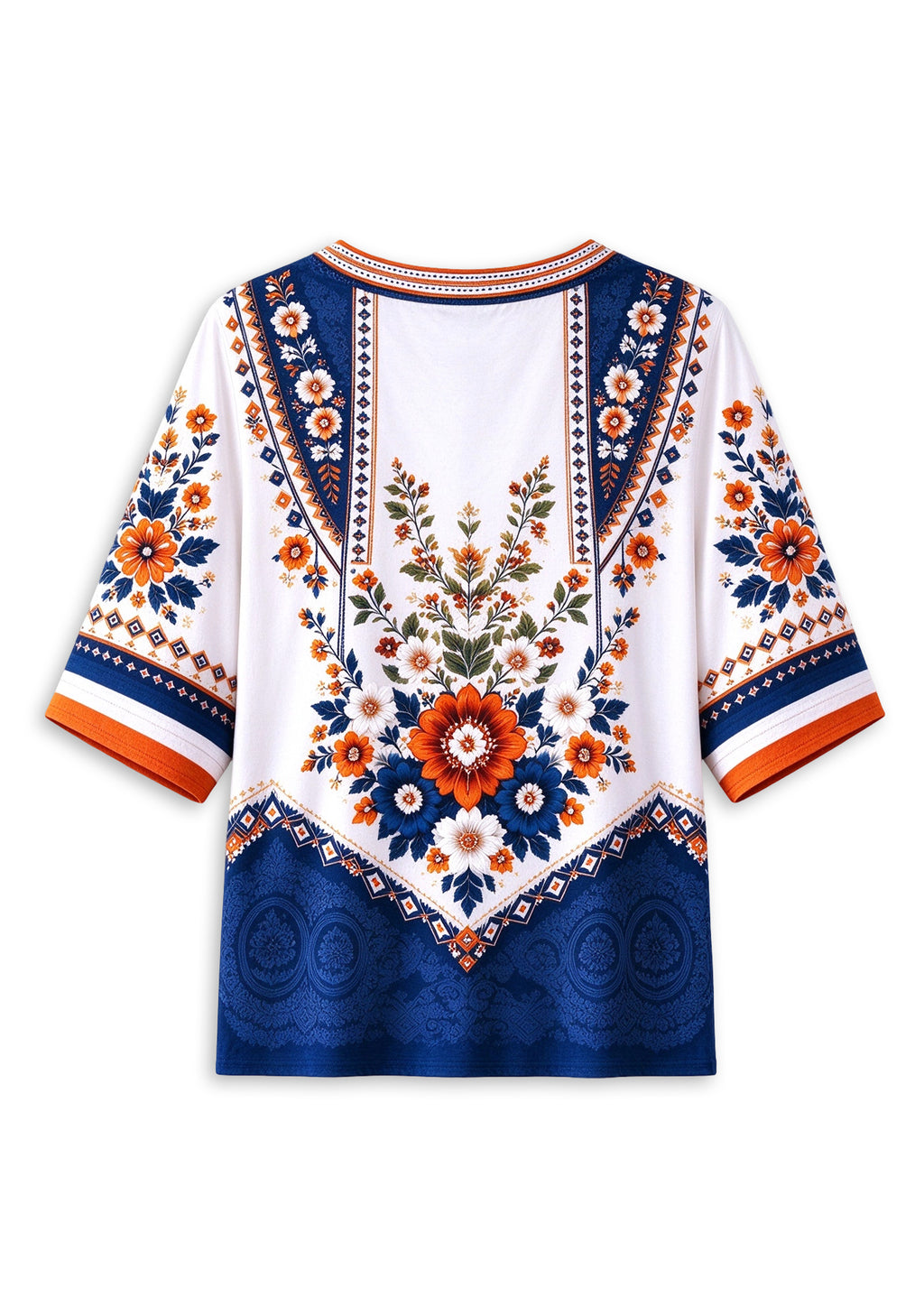Women’s Chicago Bears Boho Floral V-Neck 3/4 Sleeve Shirt