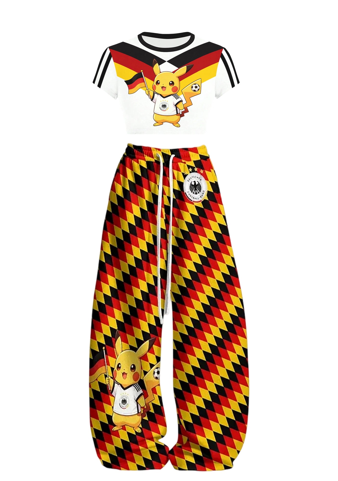 Germany Pikachu Cartoon Fan Tops & Elasticated Trousers Two-Piece Set Main image