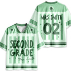 Personalized Grade And Name Preppy Stripes Teacher Mesh Jersey