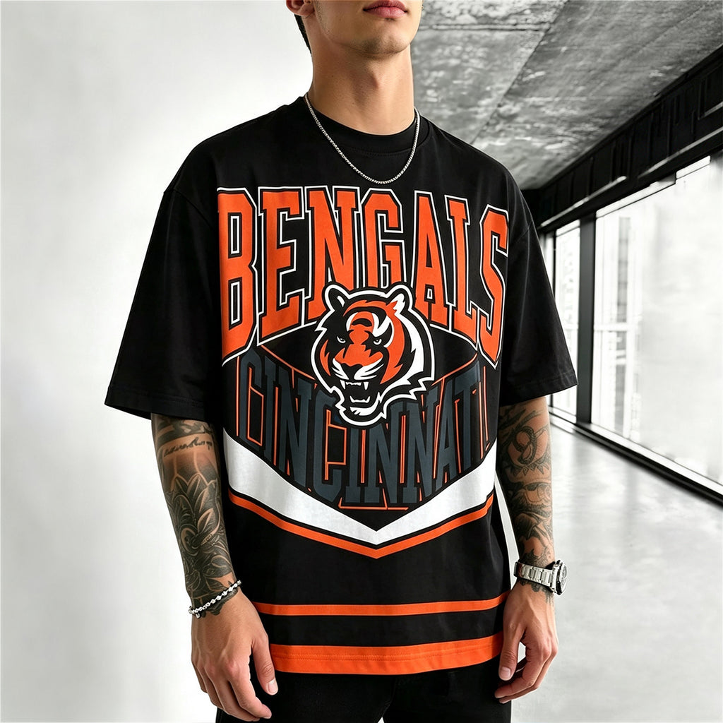 Cincinnati Bengals Ferocious Tiger‑Head  Printed T-Shirt
