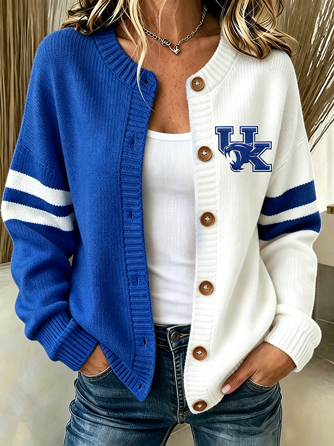 Women'S Casual Football Plant Knitted Cardigan Top Main image