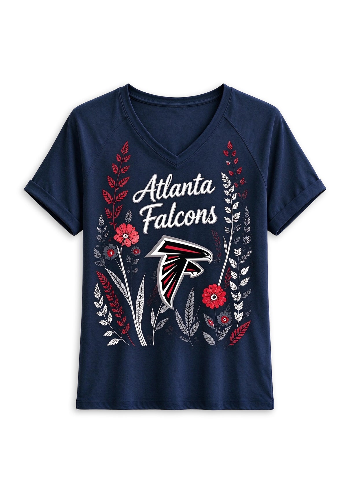 Women's Atlanta Falcons Wildflower Graphic V-Neck Raglan Rolled T-Shirt