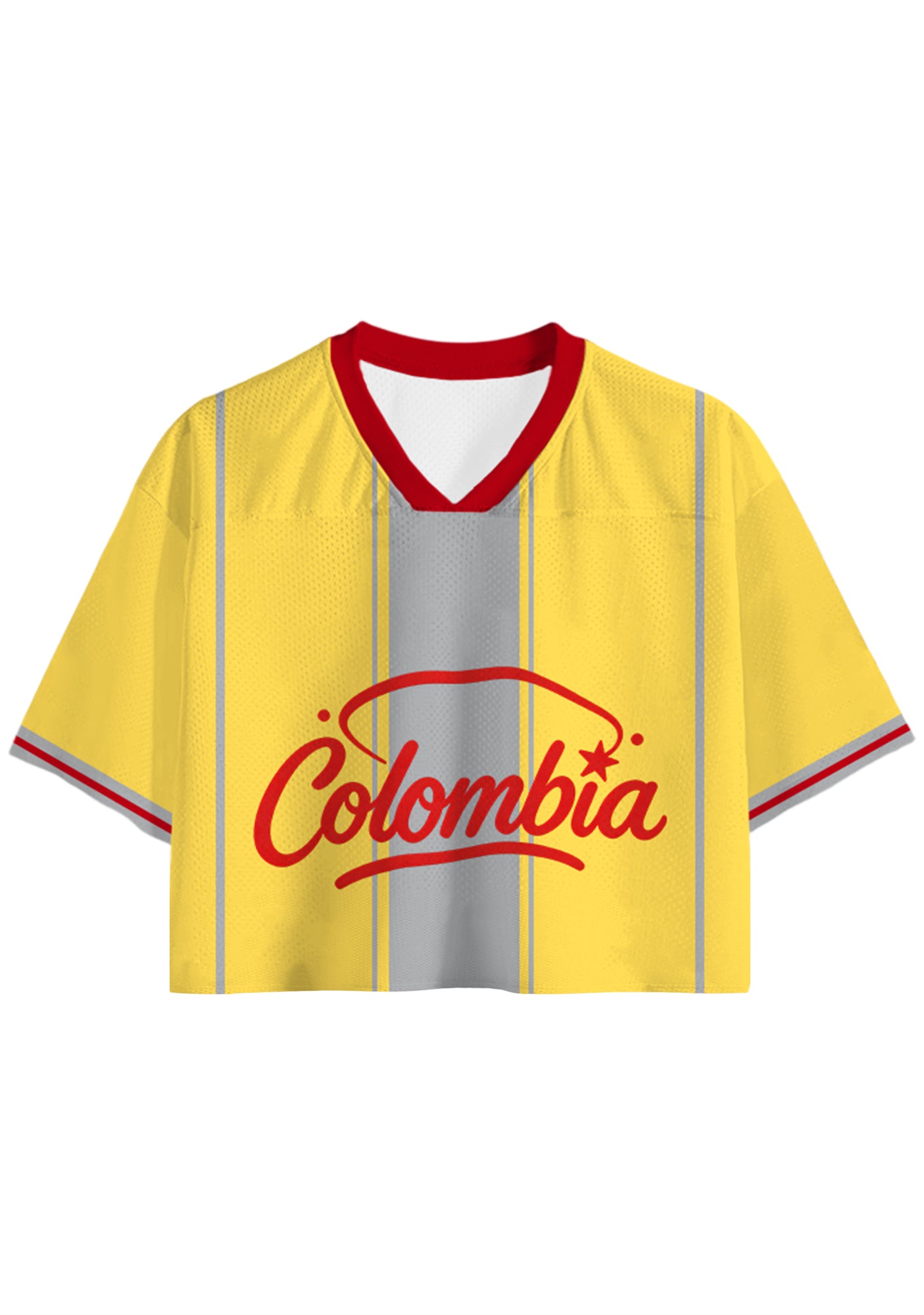 Casual Colombia Star Graphic Cropped Jersey Shirt