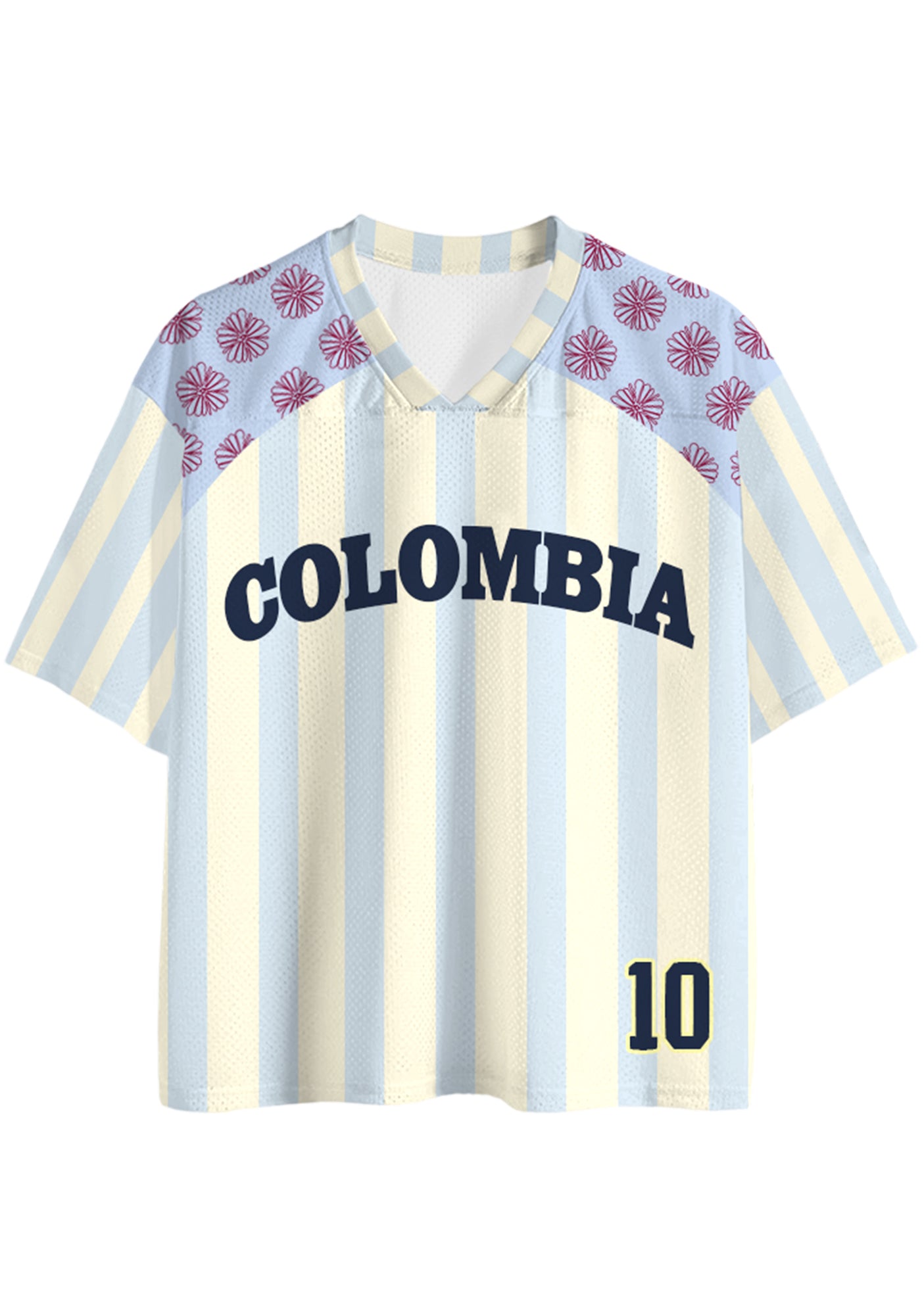 Pastel Stripe Floral Colombia Number 10 Mesh Jersey Shirts Secondary image