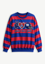 Women's Peace Love New York Giants Striped Crewneck Sweatshirt