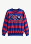 Women's Peace Love New York Giants Striped Crewneck Sweatshirt