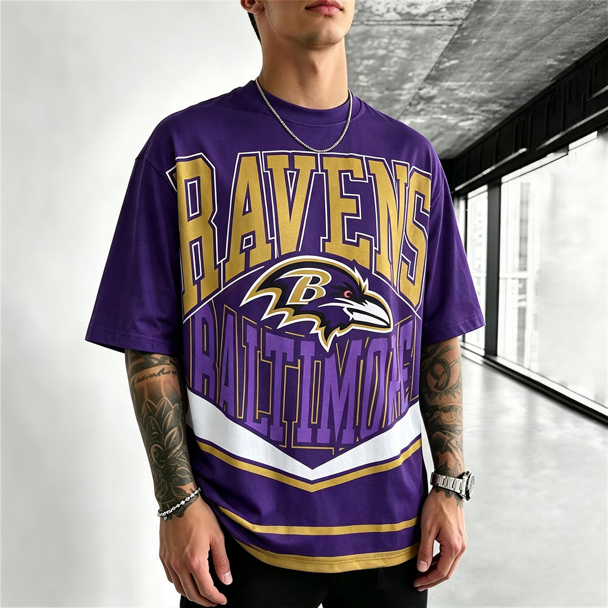 Baltimore Ravens Bold Layered Wordmark Printed T-Shirt Main image