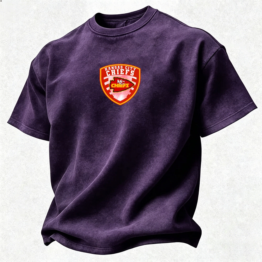 Kansas City Chiefs Printed Unisex 100% Pure Cotton Washed T-Shirt