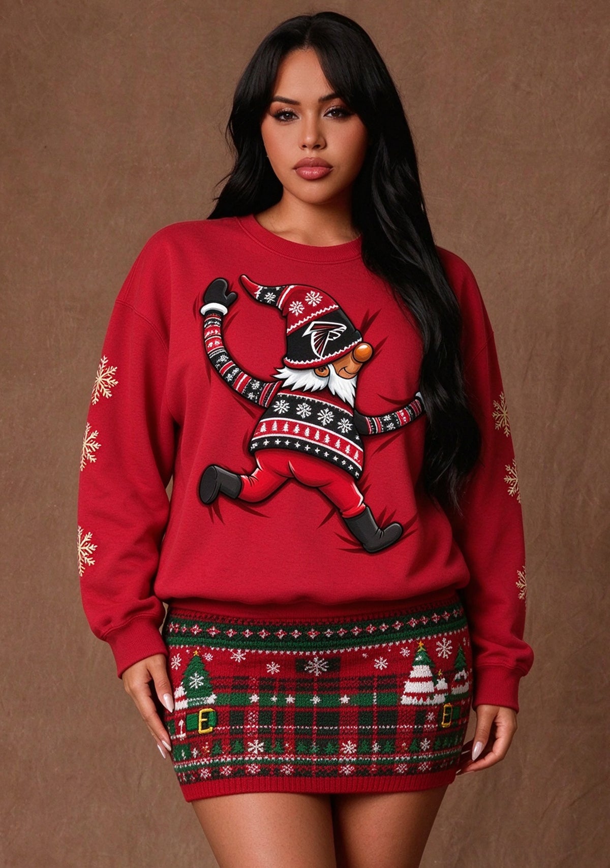Women's Atlanta Falcons Christmas Gnome Crewneck Sweatshirt