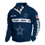 Dallas Cowboys Navy Star Custom Button Mock Neck Sweatshirt