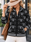 Women's Las Vegas Raiders Argyle Print Zip Up Varsity Jacket