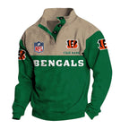 Men's Cincinnati Bengals Button Mock Neck Sweatshirt