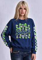Women's Seattle Seahawks Floral Bow Crewneck Sweatshirt