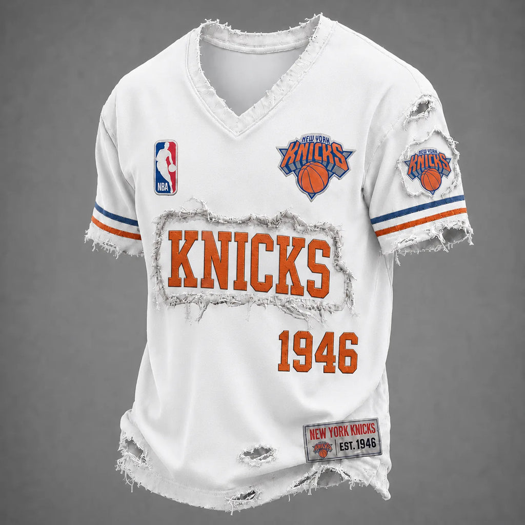 NY Knicks 1946 Distressed V-Neck T-Shirt