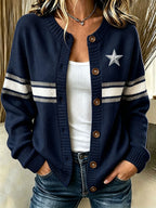 Women'S Casual Football Print Knitted Cardigan Top