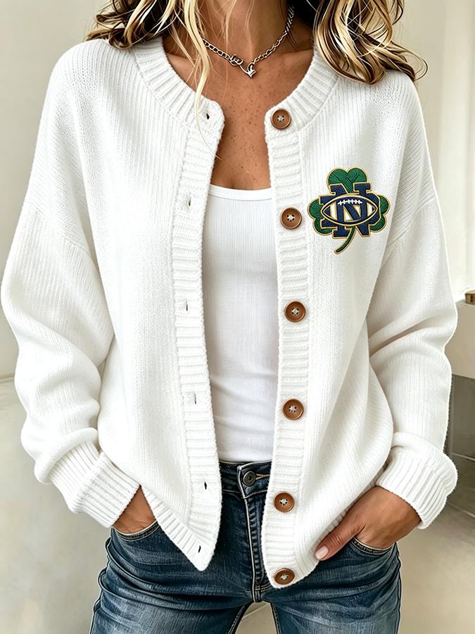 Women'S Casual Football Plant Knitted Cardigan Top