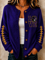 Women's Football Printed Knitted Cardigan