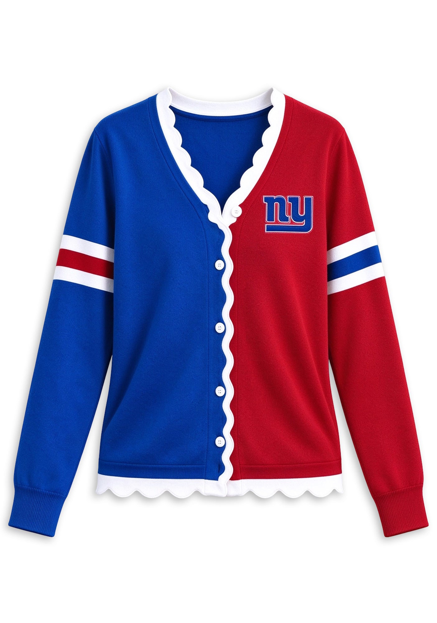 Women's New York Giants Color Block Scalloped Trim V-Neck Button Cardigan Secondary image