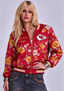 Women Kansas City Chiefs Floral Print Zip Up Jacket Custom Name For Fan