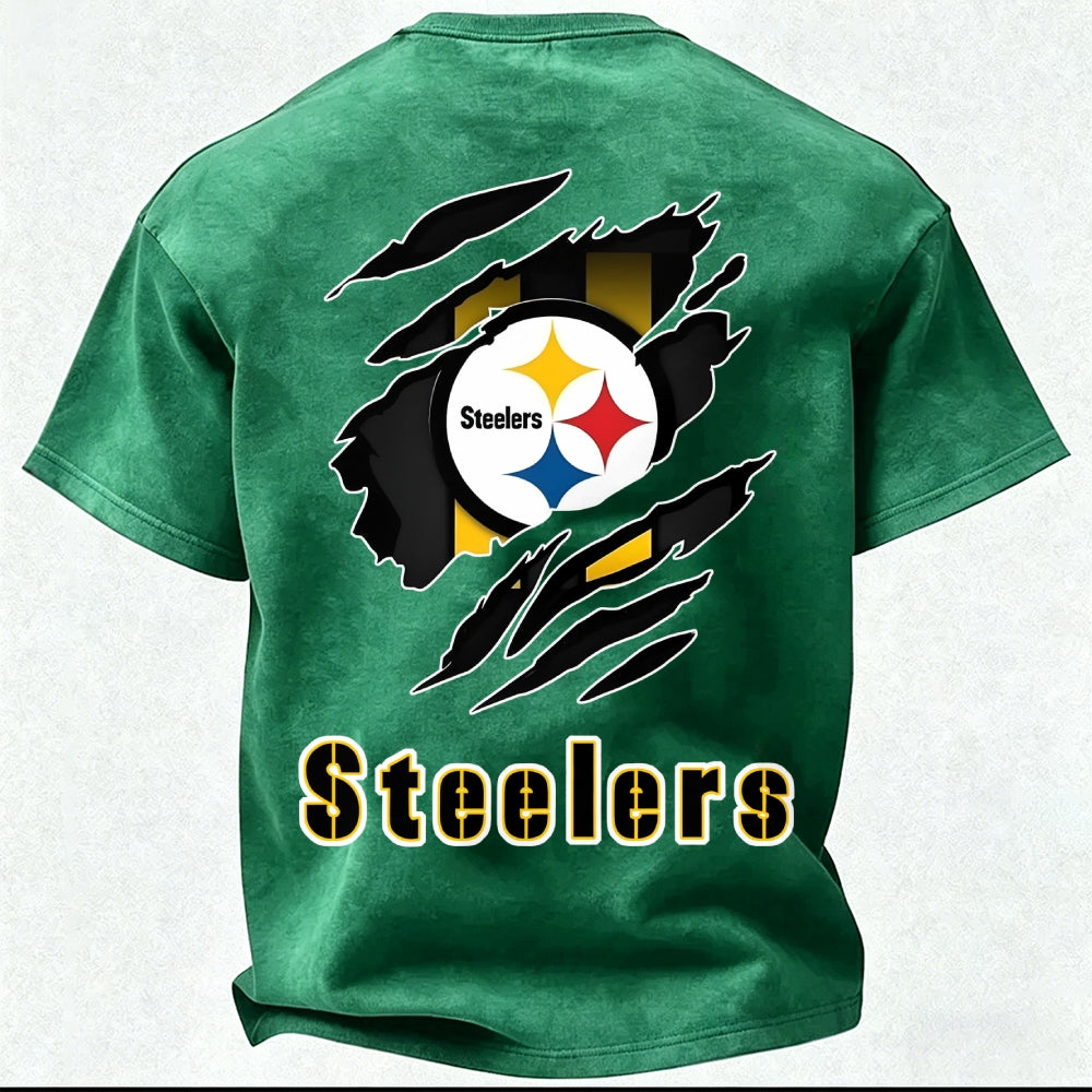Pittsburgh Steelers Printed Unisex 100% Pure Cotton Washed T-Shirt