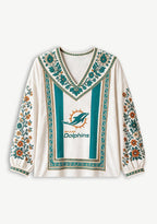 Miami Dolphins Bohemian Floral Printed V-Neck Long Sleeve Shirt