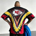 Retro KC Chiefs Helmet Logo Tie-Dye Printed T-Shirt