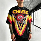 Retro KC Chiefs Helmet Logo Tie-Dye Printed T-Shirt