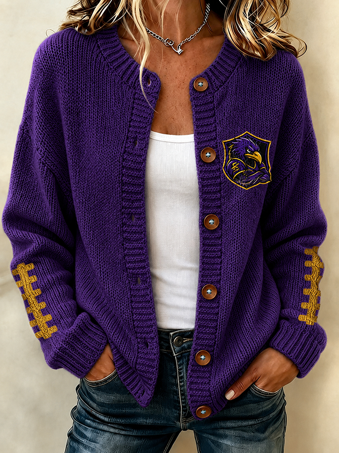 Women'S Football Printed Knitted Cardigan Main image