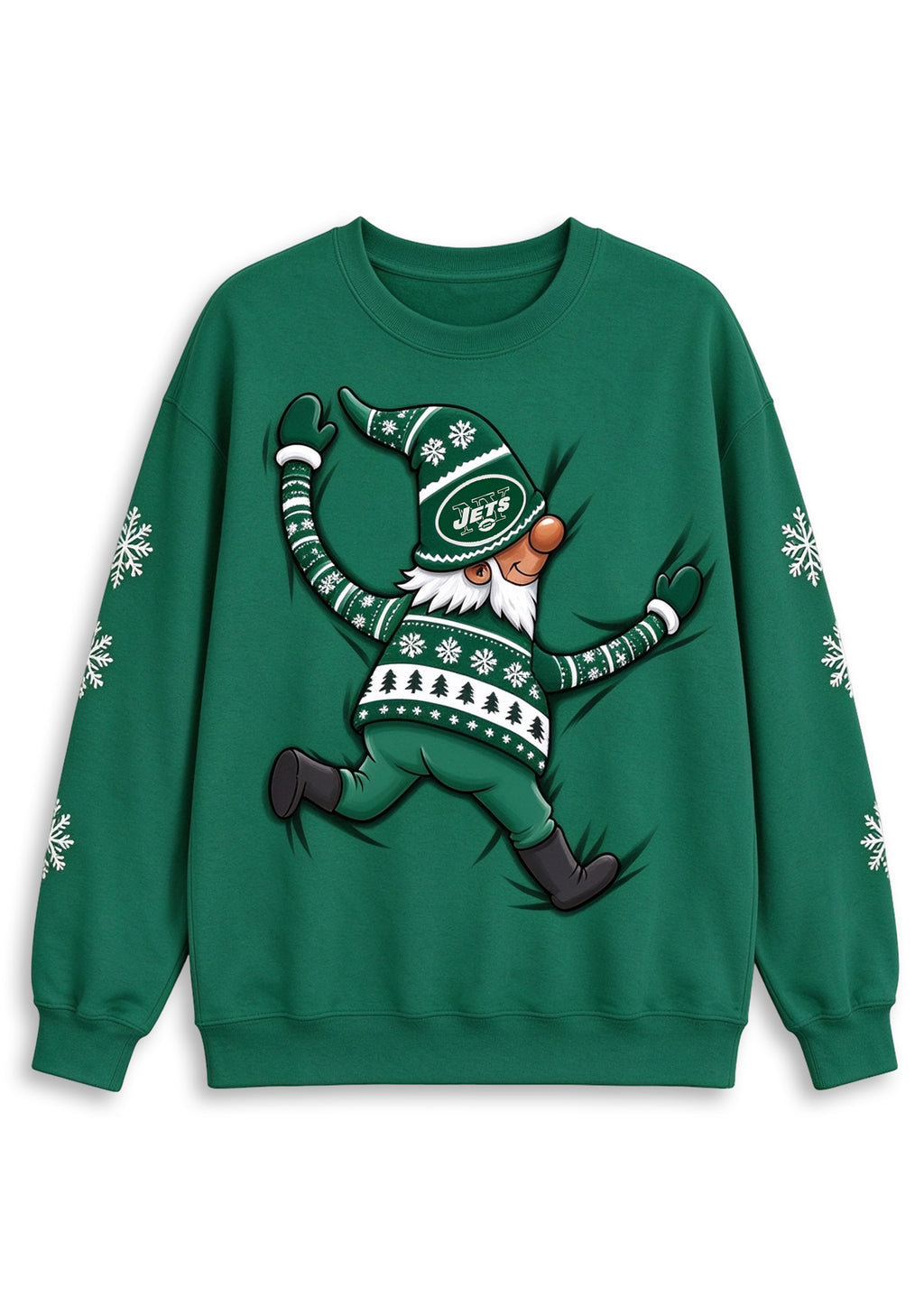 Women's New York Jets Christmas Gnome Crewneck Sweatshirt
