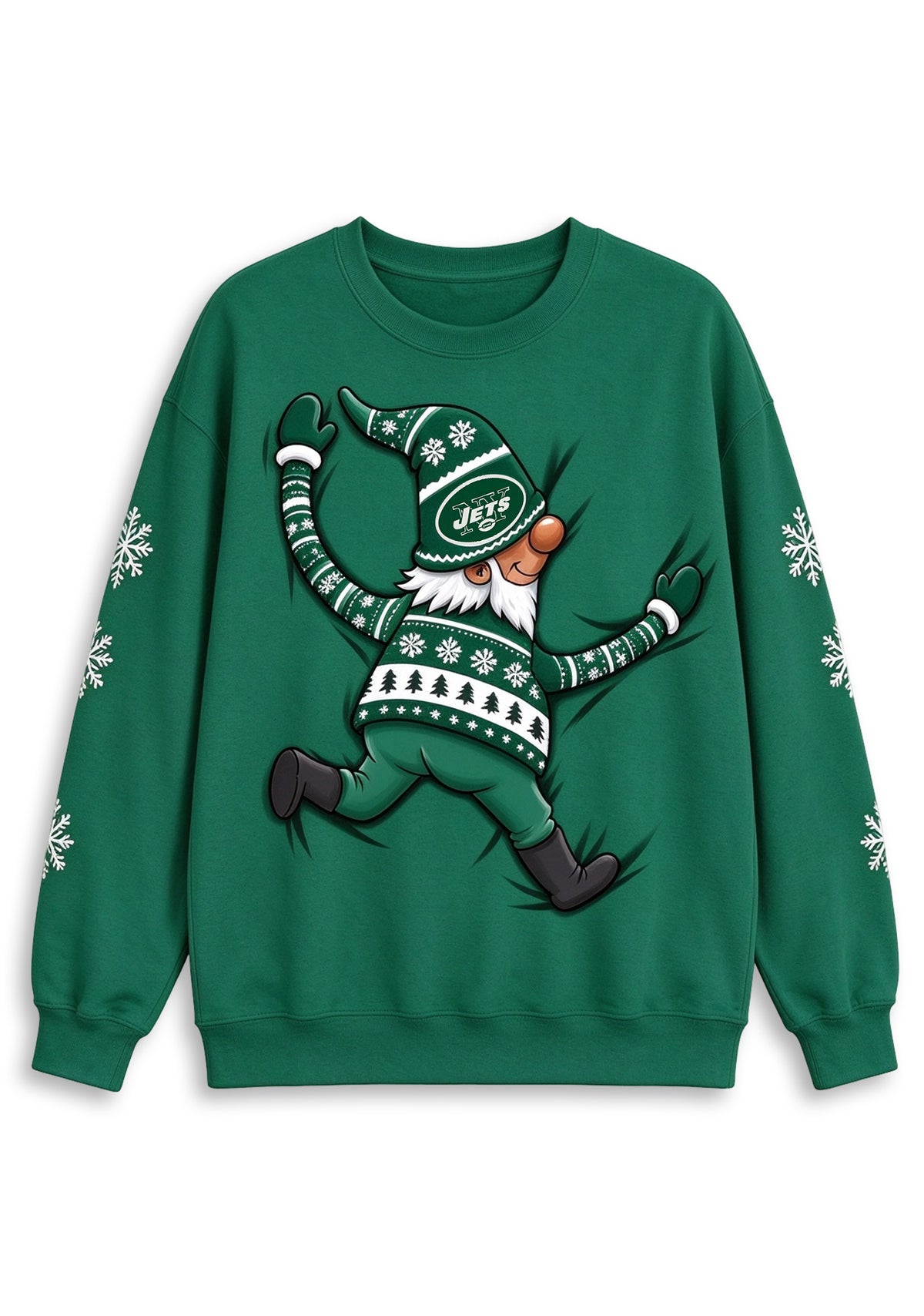 Women's New York Jets Christmas Gnome Crewneck Sweatshirt