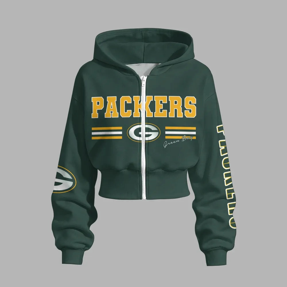 Green Bay Packers Zip-up hooded jacket and elastic-waist pants set | NFL Secondary image