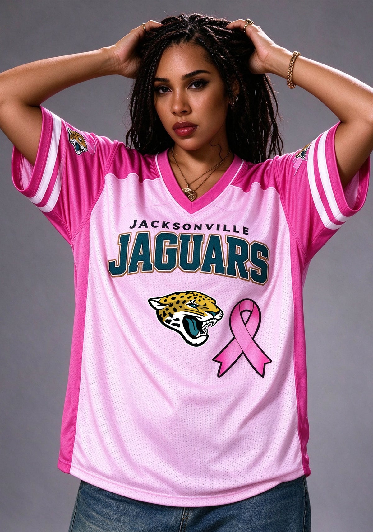 Women Jacksonville Jaguars Breast Cancer Awareness Pink Ribbon Mesh Jersey Main image
