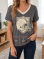 Women's Football Fan Helmet Field Printed Waffle Top