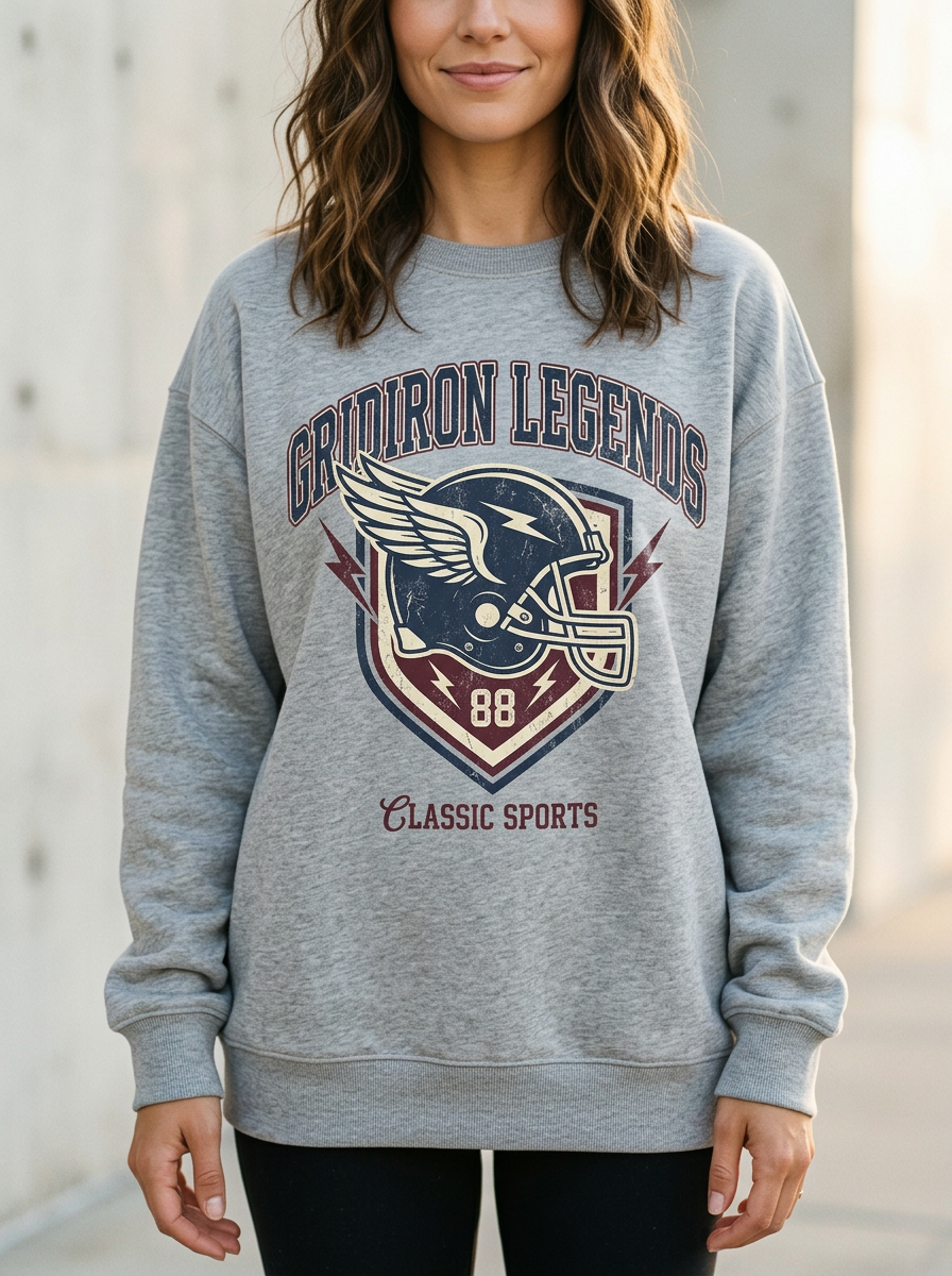 Women's Football Fan Gridiron Legends Helmet Printed Long-Sleeve T-Shirt