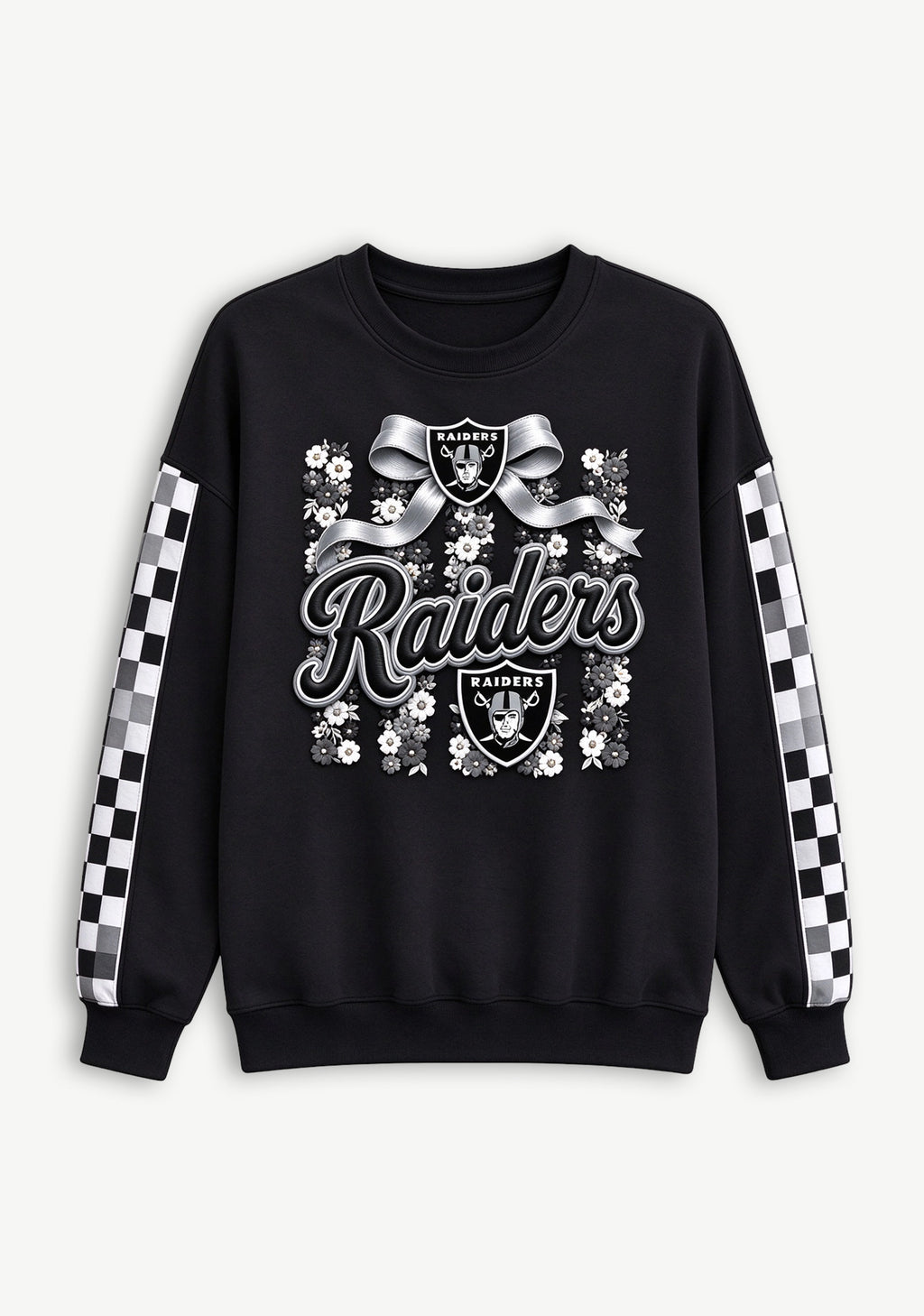 Women's Las Vegas Raiders Floral Bow Crewneck Sweatshirt