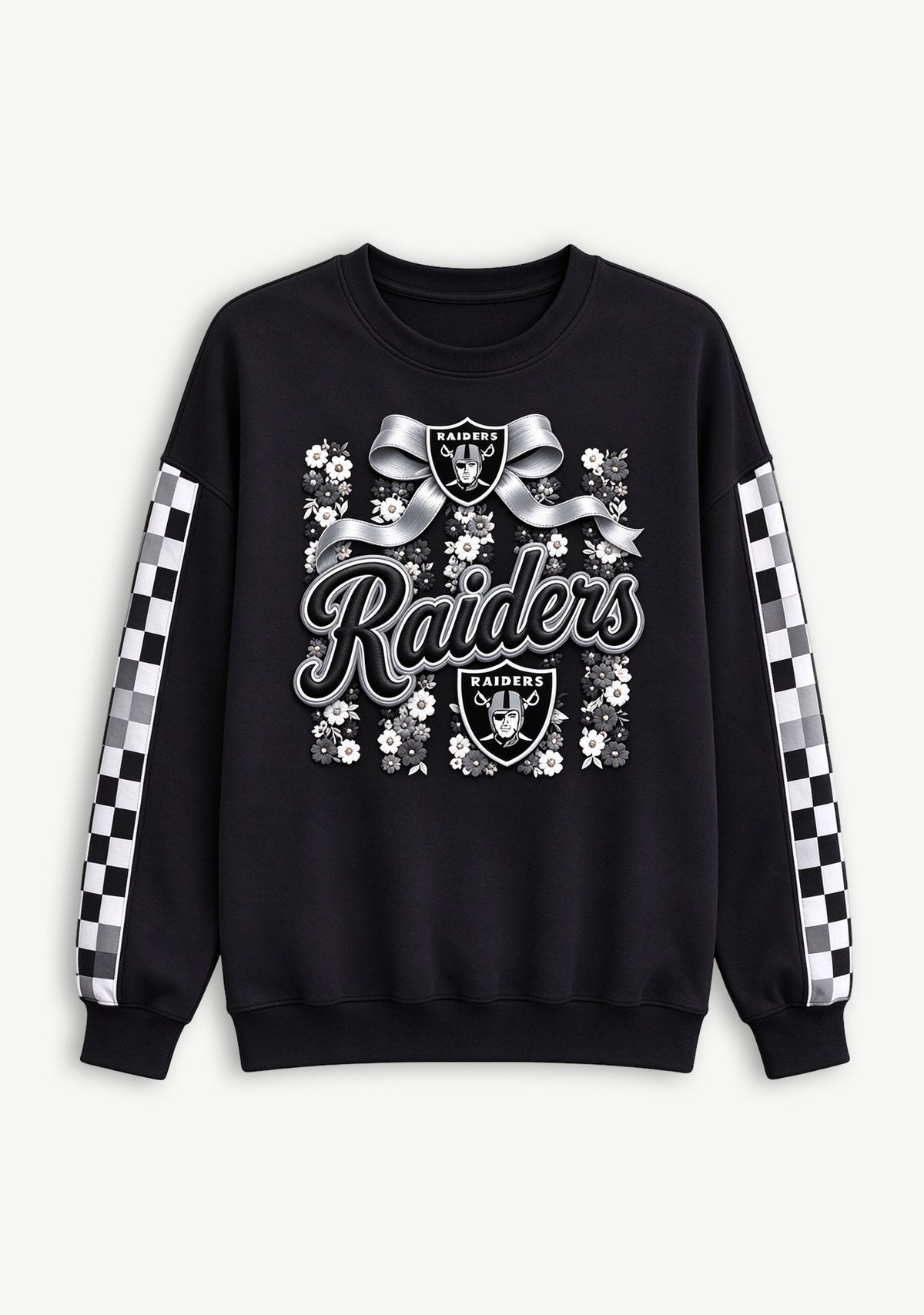 Women's Las Vegas Raiders Floral Bow Crewneck Sweatshirt