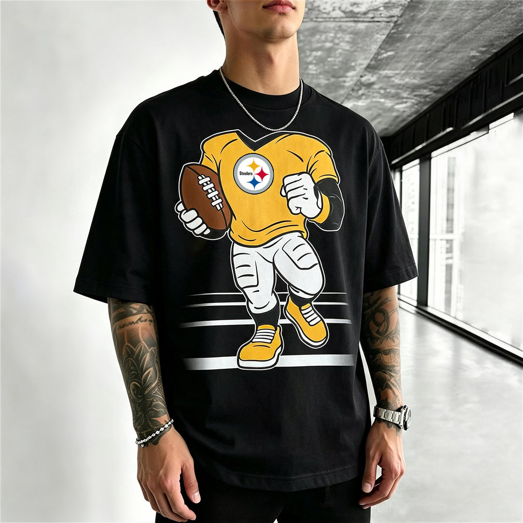 Pittsburgh Steelers Mascot Cartoon Printed T-Shirt