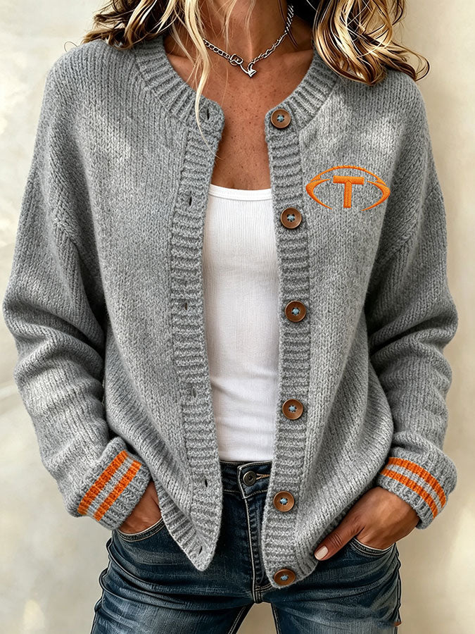 Women'S Casual Football Plant Knitted Cardigan Top Secondary image