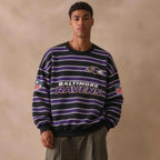 Men's Baltimore Ravens Striped NFL Crew Neck Sweatshirt