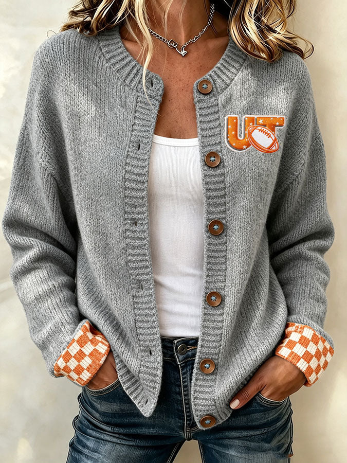 Women'S Casual Football Plant Knitted Cardigan Top