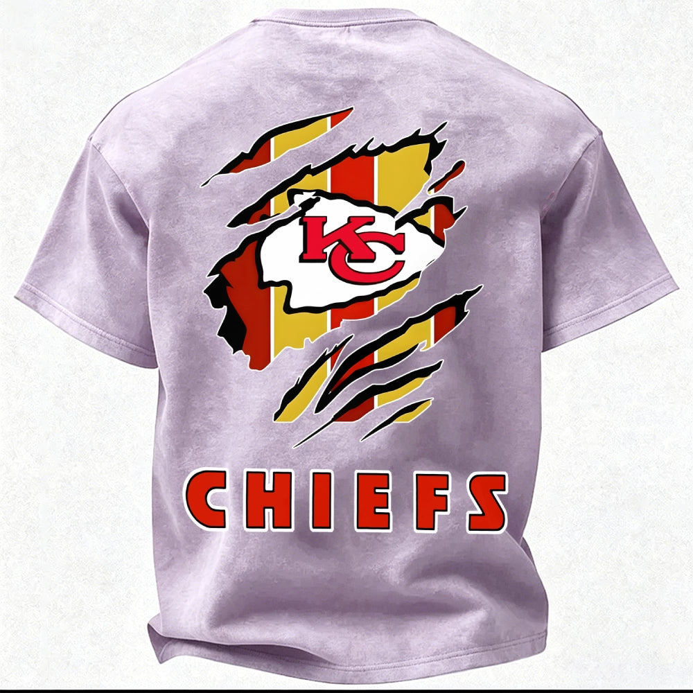 Kansas City Chiefs Printed Unisex 100% Pure Cotton Washed T-Shirt