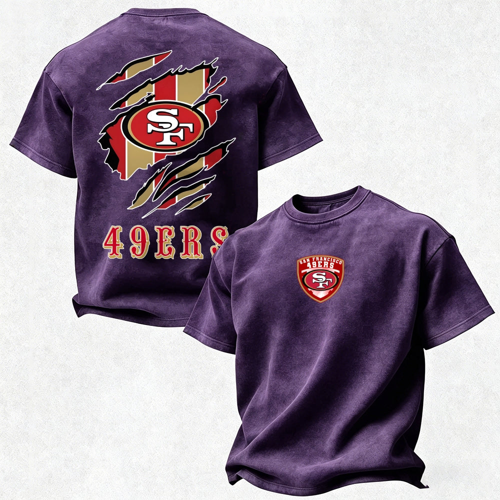San Francisco 49ers Printed Unisex 100% Pure Cotton Washed T-Shirt