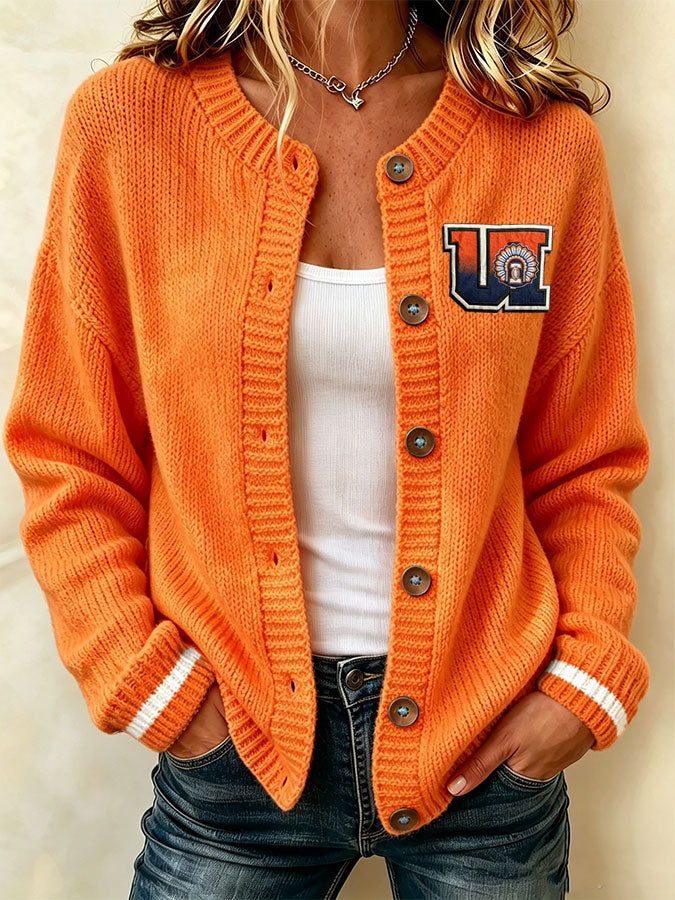 Women'S Casual Football Plant Knitted Cardigan Top