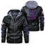 New York Giants Graphic PU Faux Leather Hooded Jacket