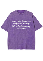 Sorry For Being So Sexy And Funny Y2K Washed Tee