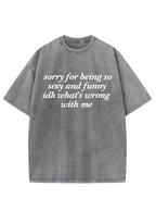 Sorry For Being So Sexy And Funny Y2K Washed Tee